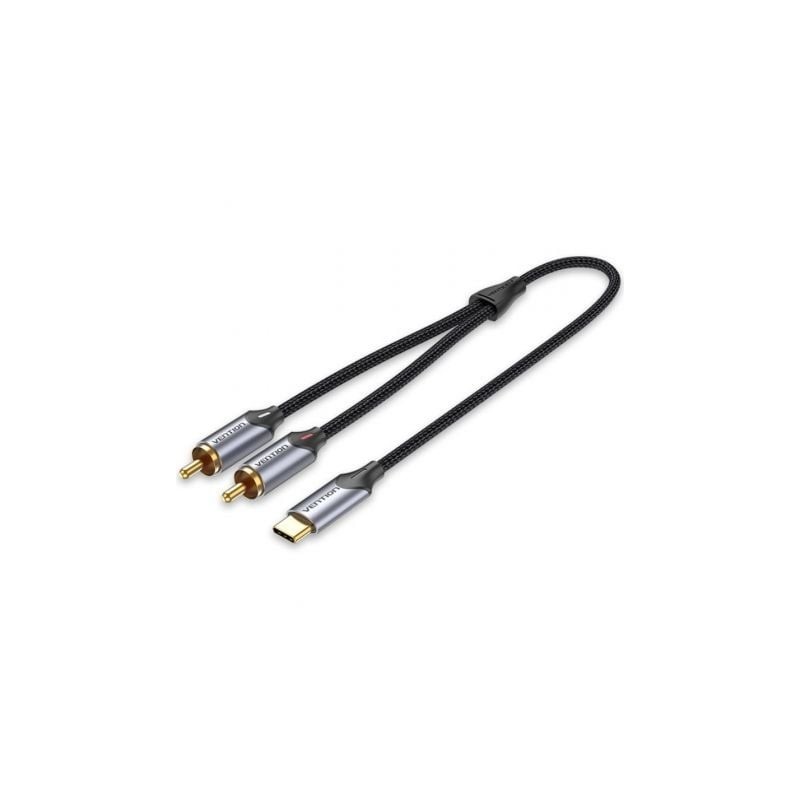 Cable conversor vention bguhg/ 2x rca macho - usb tipo-c macho/ 1.5m/ gris