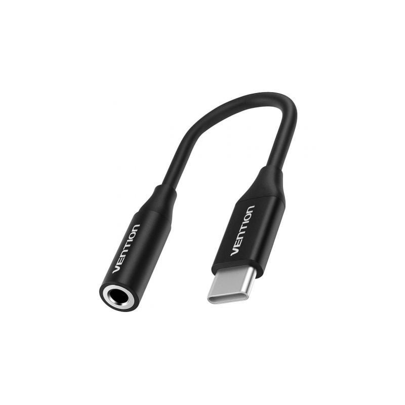 Conversor vention bihba/ jack 3.5 hembra - usb tipo-c macho/ 10cm/ negro