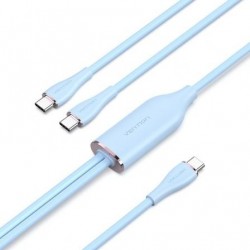 Cable usb tipo-c vention ctmsg/ usb tipo-c macho - 2 x usb tipo-c macho/ hasta 100w/ 480mbps/ 1.5m/ azul