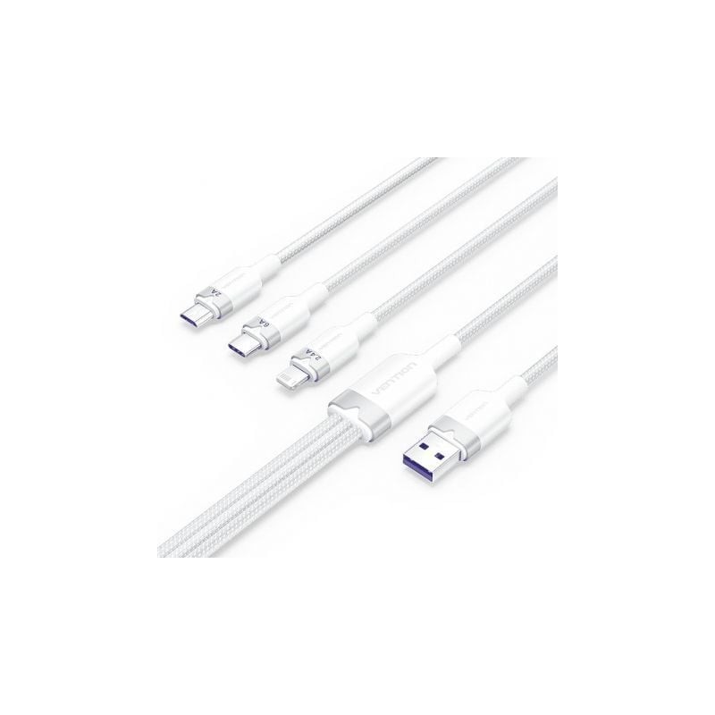 Cable usb 2.0 lightning vention ctrwg/ usb macho/ usb tipo-c macho - microusb macho - lightning macho/ 1.5m/ blanco