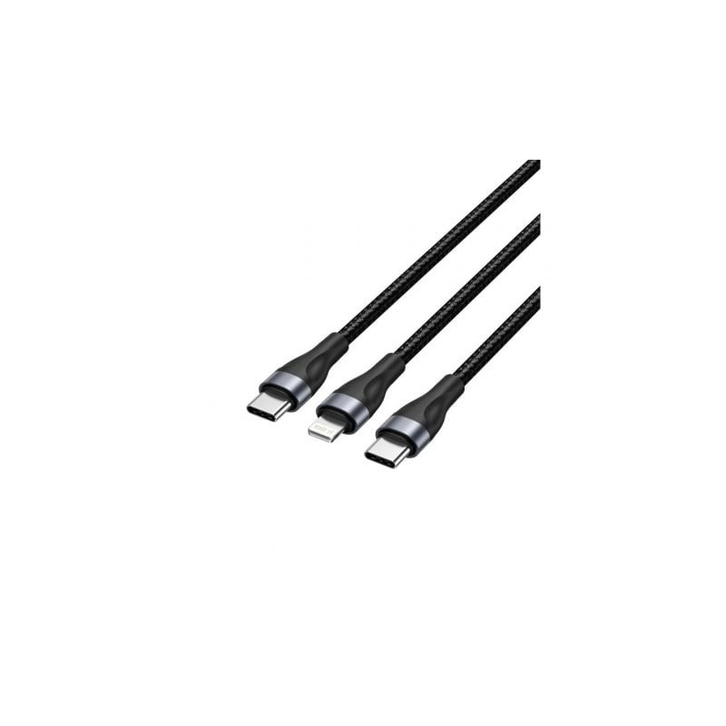 Cable usb tipo-c vention h17bav/ usb tipo-c macho - lightning macho/ usb tipo-c macho/ 60w/ 480mbps/ 1.2m/ negro