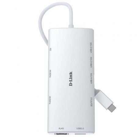 Docking usb tipo-c d-link dup-a01/ 1xusb/ 2xusb tipo-c/ 2xhdmi 4k/ 1xrj45/ 1xlector de tarjetas/ 1xusb tipo-c pd/ blanco