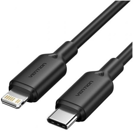 Cable usb 2.0 tipo-c lightning vention lakbh/ usb tipo-c macho - lightning macho/ hasta 27w/ 480mbps/ 2m/ negro