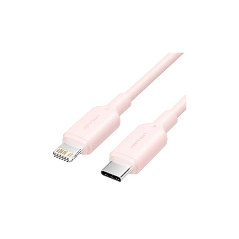 Cable usb 2.0 tipo-c lightning vention lakpf/ usb tipo-c macho - lightning macho/ hasta 27w/ 480mbps/ 1m/ rosa