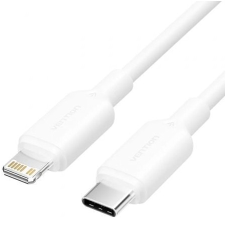 Cable usb 2.0 tipo-c lightning vention lakwf/ usb tipo-c macho - lightning macho/ hasta 27w/ 480mbps/ 1m/ blanco