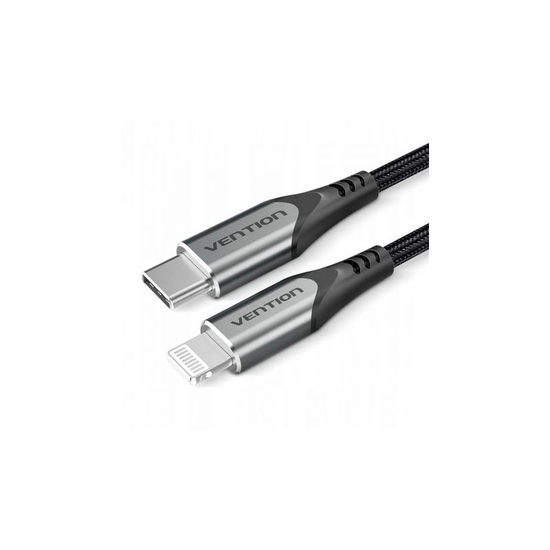 Cable usb 2.0 tipo-c lightning vention tachf/ usb tipo-c macho - lightning macho/ 480mbps/ 1m/ gris