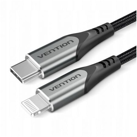 Cable usb 2.0 tipo-c lightning vention tachf/ usb tipo-c macho - lightning macho/ 480mbps/ 1m/ gris