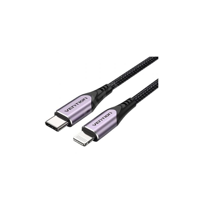 Cable usb 2.0 tipo-c lightning vention tacvf/ usb tipo-c macho - lightning macho/ 480mbps/ 1m/ morado