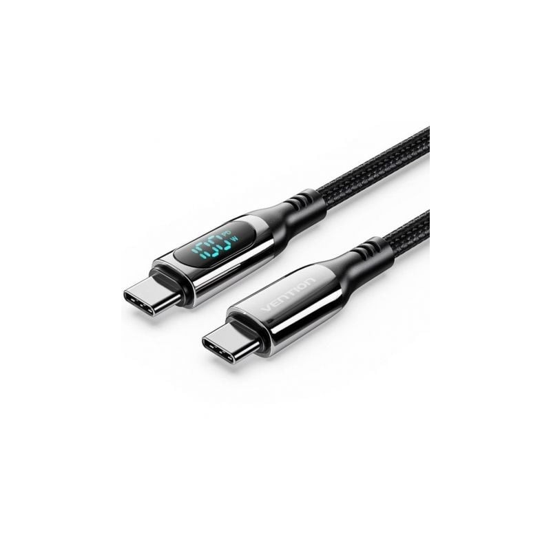 Cable usb 2.0 tipo-c 5a 100w vention taybav/ usb tipo-c macho - usb tipo-c macho/ hasta 100w/ 480mbps/ 1.2m/ con pantalla led/