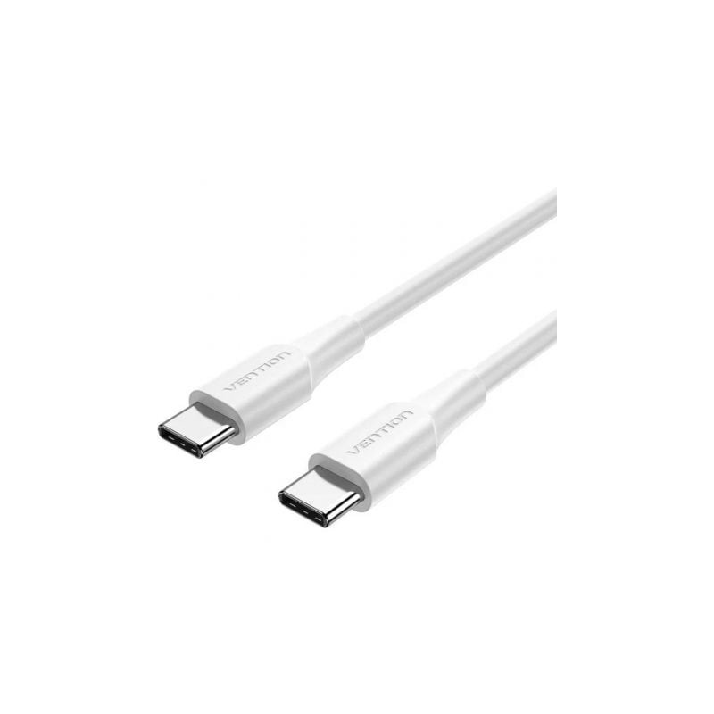Cable usb 2.0 tipo-c 3a vention trcwh/ usb tipo-c macho - usb tipo-c macho/ hasta 60w/ 480mbps/ 2m/ blanco