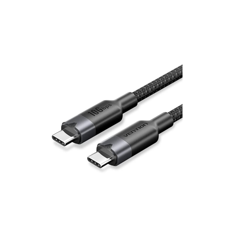 Cable usb 3.2 tipo-c 5a vention trgbf/ usb tipo-c macho - usb tipo-c macho/ hasta 100w/ 10gbps/ 1m/ negro