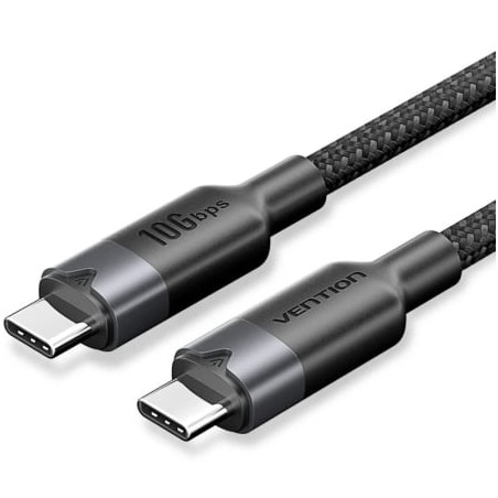 Cable usb 3.2 tipo-c 5a vention trgbf/ usb tipo-c macho - usb tipo-c macho/ hasta 100w/ 10gbps/ 1m/ negro