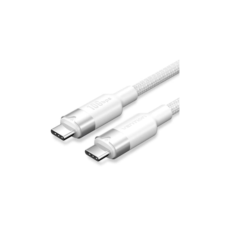 Cable usb 3.2 tipo-c 5a vention trgwd/ usb tipo-c macho - usb tipo-c macho/ hasta 100w/ 10gbps/ 50cm/ blanco