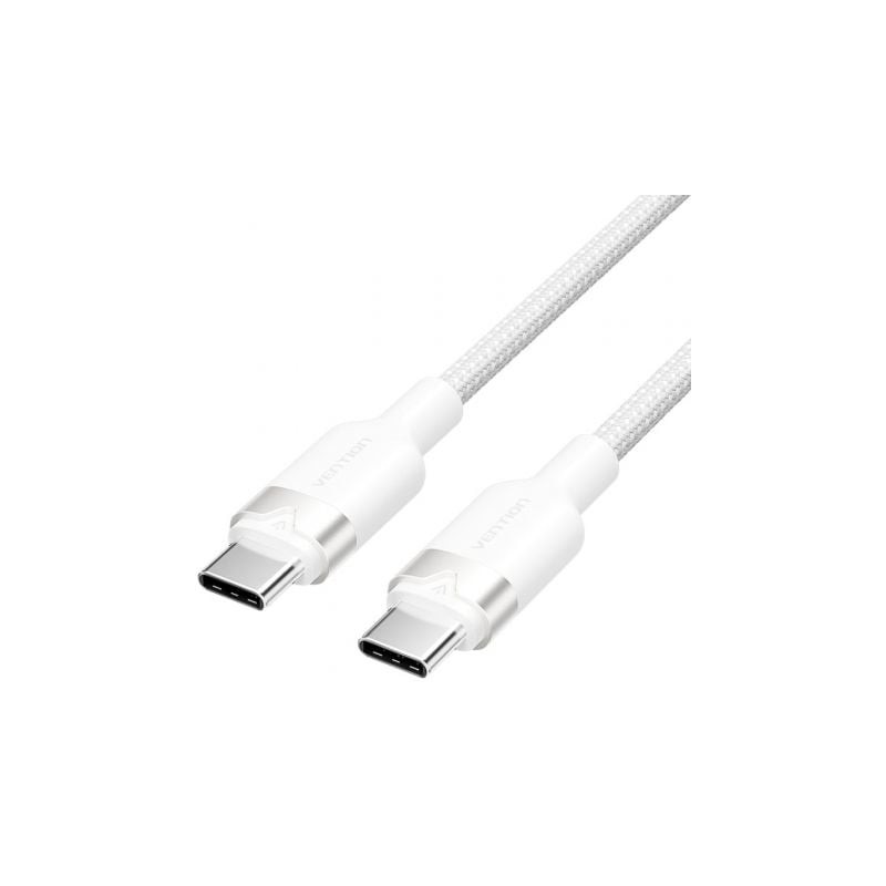 Cable usb 2.0 tipo-c 3a vention trdwh/ usb tipo-c macho - usb tipo-c macho/ hasta 60w/ 480mbps/ 2m/ blanco
