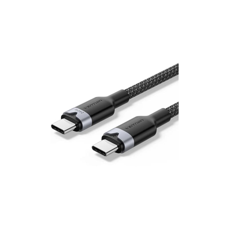 Cable usb 2.0 tipo-c 5a vention tribf/ usb tipo-c macho - usb tipo-c macho/ hasta 240w/ 480mbps/ 1m/ negro