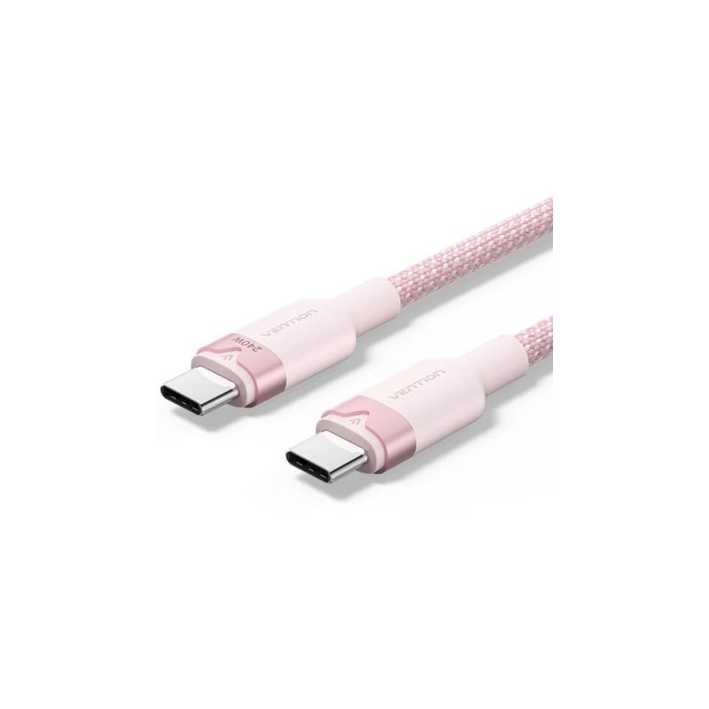 Cable usb 2.0 tipo-c 5a vention tripf/ usb tipo-c macho - usb tipo-c macho/ hasta 240w/ 480mbps/ 1m/ rosa