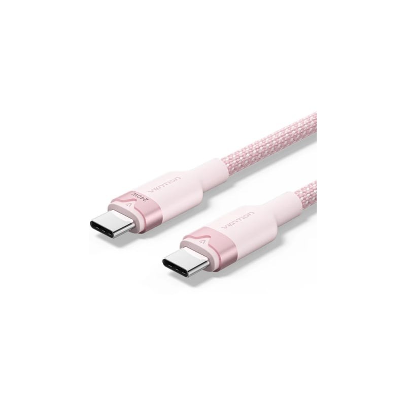 Cable usb 2.0 tipo-c 5a vention triph/ usb tipo-c macho - usb tipo-c macho/ hasta 240w/ 480mbps/ 2m/ rosa
