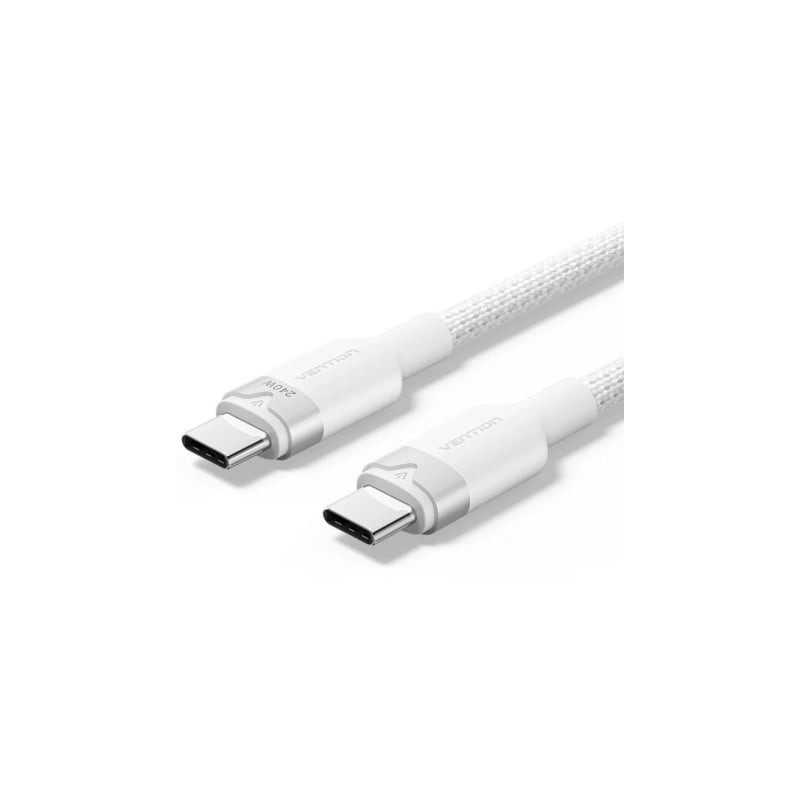 Cable usb tipo-c 2.0 5a vention triwh/ usb tipo-c macho - usb tipo-c macho/ hasta 240w/ 480mbps/ 2m/ blanco