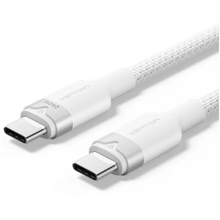 Cable usb tipo-c 2.0 5a vention triwh/ usb tipo-c macho - usb tipo-c macho/ hasta 240w/ 480mbps/ 2m/ blanco