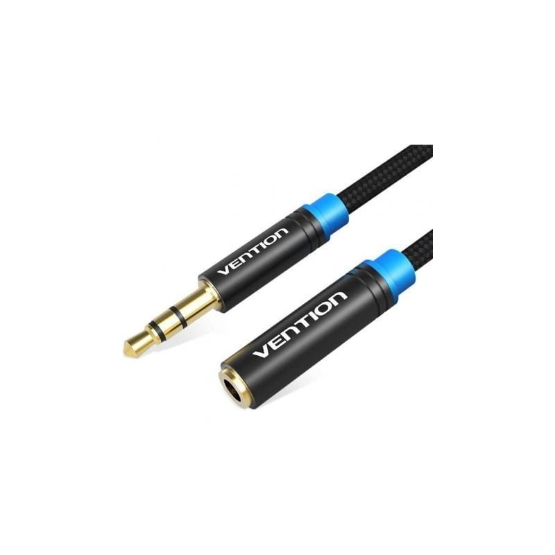 Cable estéreo vention vab-b06-b100-m/ jack 3.5 macho - jack 3.5 hembra/ 1m/ negro