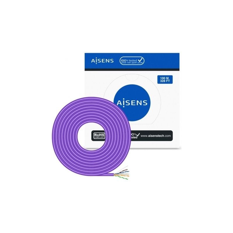 Bobina de cable rj45 awg23 utp aisens a135-0747 cat.6/ lszh/ 100m/ violeta