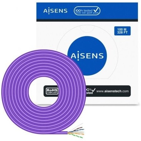 Bobina de cable rj45 awg23 utp aisens a135-0747 cat.6/ lszh/ 100m/ violeta