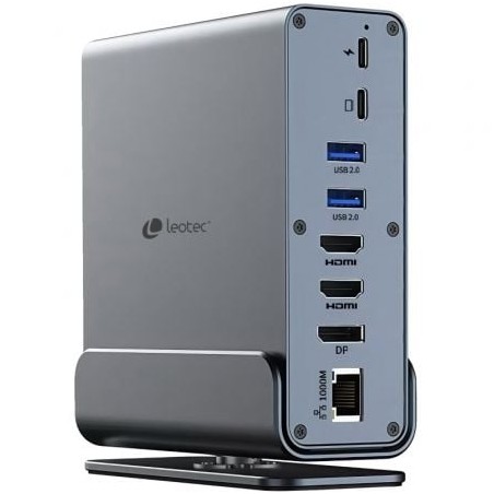 Docking usb tipo-c leotec leds06/ 5xusb/ 2xusb tipo-c/ 1xusb tipo-c pd/ 1xdisplayport/ 2xhdmi 4k/ 1xrj45/ 1xjack 3.5/ 1xlector