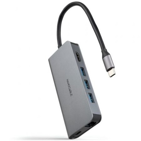 Docking tipo-c nanocable 10.16.4609/ 3xusb/ 1xhdmi 4k/ 1xrj45/ 1xlector tarjetas/ 1xusb tipo-c pd/ gris