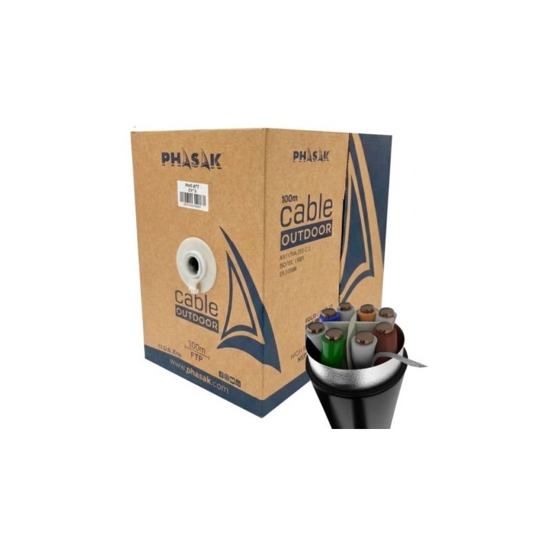Bobina de cable rj45 ftp phasak phr 671 cat.6/ 100m