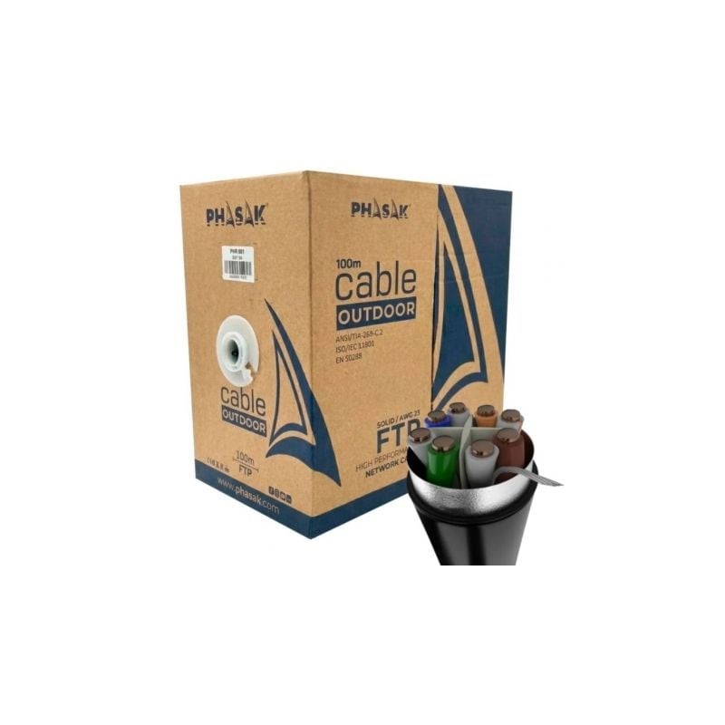 Bobina de cable rj45 ftp phasak phr 681 cat.6a/ 100m/ gris