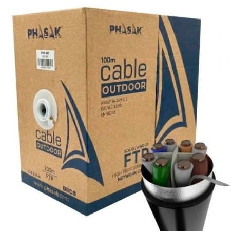Bobina de cable rj45 ftp phasak phr 681 cat.6a/ 100m/ gris