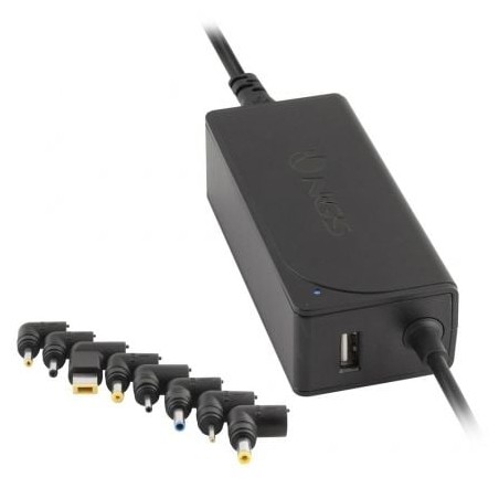 Cargador de portátil ngs w-45w/ 1xusb/ 45w/ automático/ 8 conectores/ voltaje 19-20v