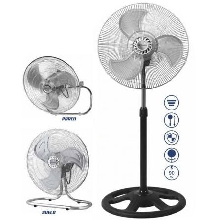 Ventilador 3 en 1 orbegozo pws 0547/ sobremesa/ pie/ pared/ 90w/ 3 aspas 45cm/ 3 velocidades