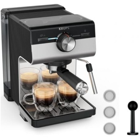 Cafetera expreso krups authentic+ xp384e10/ 1450w/ 15 bares/ plateada