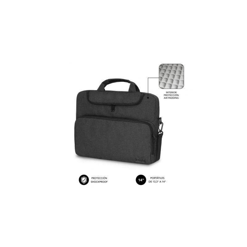 Maletín subblim air padding para portátiles hasta 14'/ gris oscuro