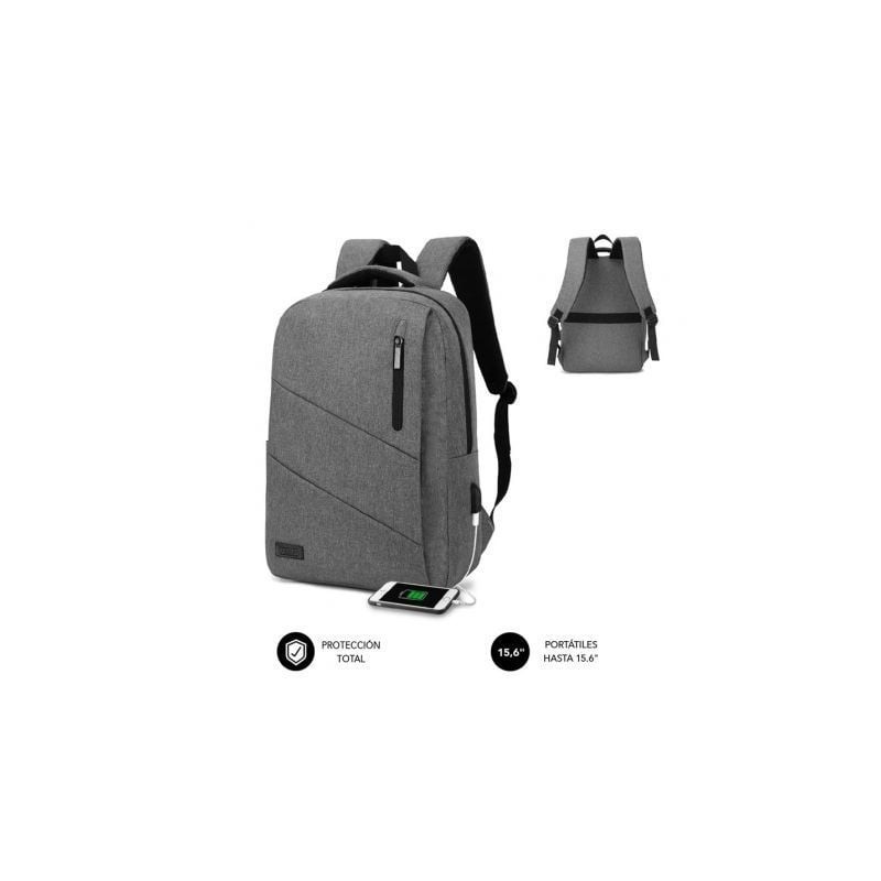 Mochila subblim city backpack para portátiles hasta 15.6'/ puerto usb/ gris