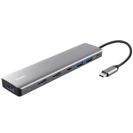 Docking usb tipo-c trust dalyx/ 2xusb/ 2xhdmi 4k/ 1xdisplayport/ 1xusb tipo-c pd/ gris
