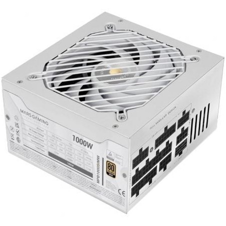 Fuente de alimentación mars gaming mpb1000sim/ 1000w/ ventilador 14cm/ atx 3.1/ pcie 5.1/ 80 plus gold/ blanca