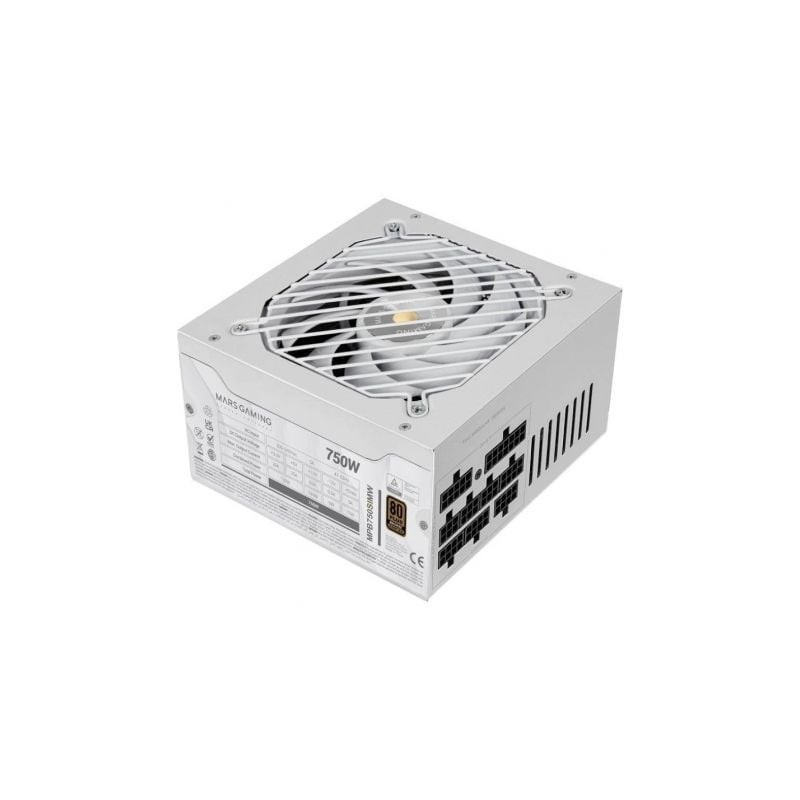 Fuente de alimentación mars gaming mpb750sim/ 750w/ ventilador 14cm/ 80 plus bronze/ blanca