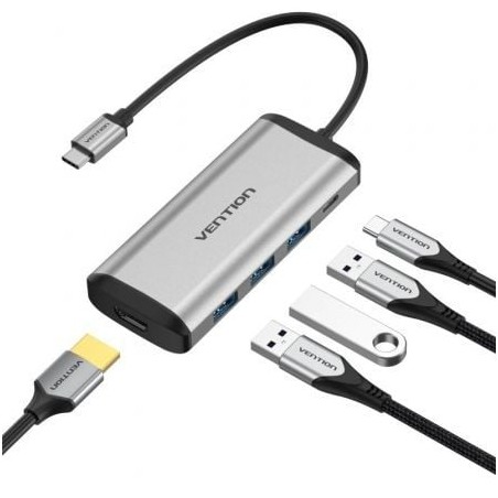 Docking usb tipo-c vention cnbhb/ 1xhdmi 4k/ 3xusb/ 1xusb tipo-c pd/ gris