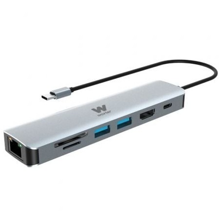 Docking usb tipo-c woxter pe26-181/ 1xhdmi 4k/ 2xusb/ 1xlector de tarjetas/ 1xrj45/ 1xmicrousb/ gris