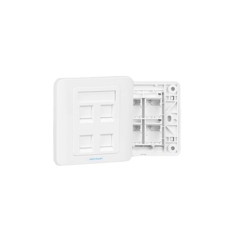 Placa de pared tipo 86 vention iffw0/ 4 puertos rj45