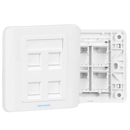 Placa de pared tipo 86 vention iffw0/ 4 puertos rj45