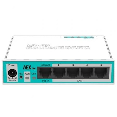Router mikrotik hex lite rb750r2 5 puertos/ rj45 10/100/ poe