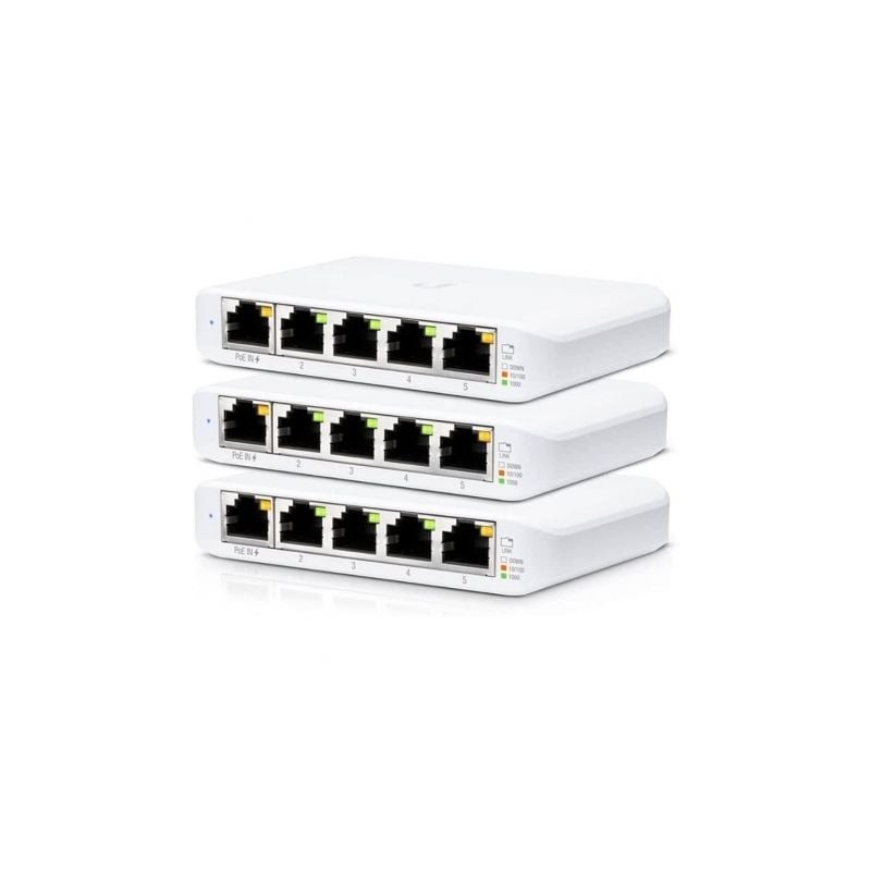 Switch gestionado ubiquiti usw-flex mini 5 puertos/ rj45 10/100/1000 poe/ pack 3 uds