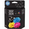Cartucho de tinta original hp nº302 + nº304 multipack/ tricolor/ negro