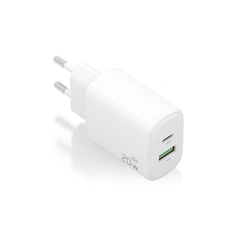 Cargador de pared gan aisens a110-0909/ 1xusb tipo-c/ 1xusb/ 20w/ blanco