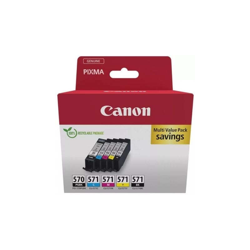 Cartucho de tinta original canon pgi-570 + cli-571 multipack/ cian/ magenta/ amarillo/ negro