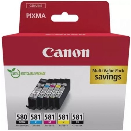 Cartucho de tinta original canon pgi-580 pb + cli-581multipack/ cian/ magenta/ amarillo/ negro