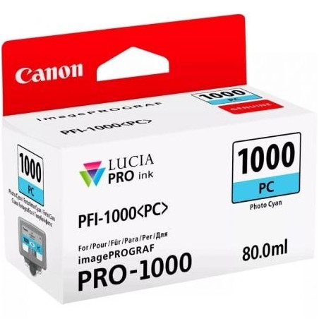 Cartucho de tinta original canon pfi-1000pc/ cian foto